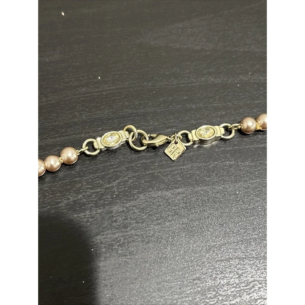 Banana Republic Beaded Pearl Long Necklace w/ Rhinestone Spacers Statement 38